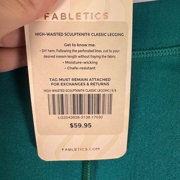 NWT Fabletics Sculptknit Classic Leggings Teal DIY Inseam High Rise Size Small - Picture 4 of 6